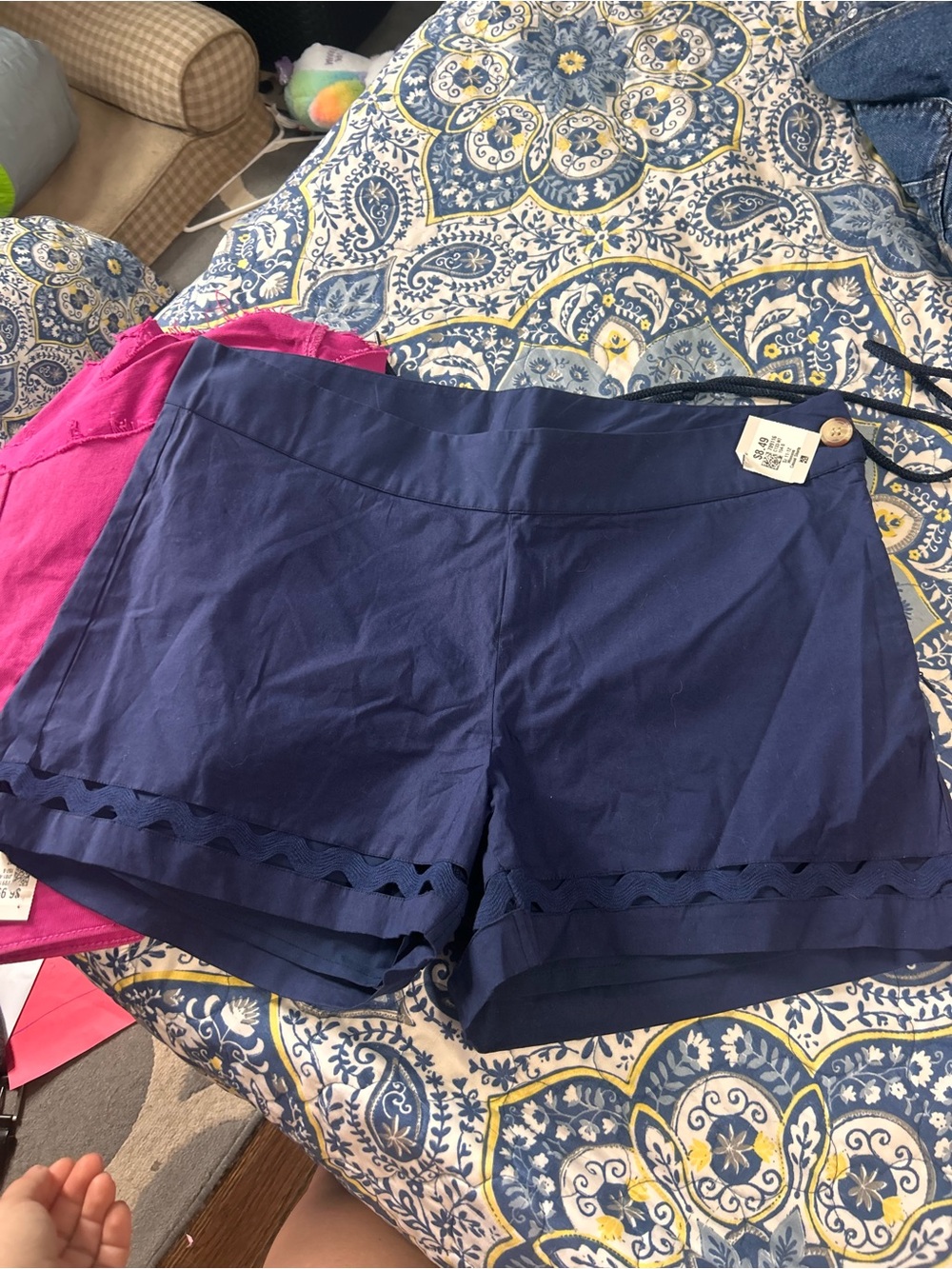 NWT Sail to Sable Navy Blue High-Waist Scalloped Hem Shorts